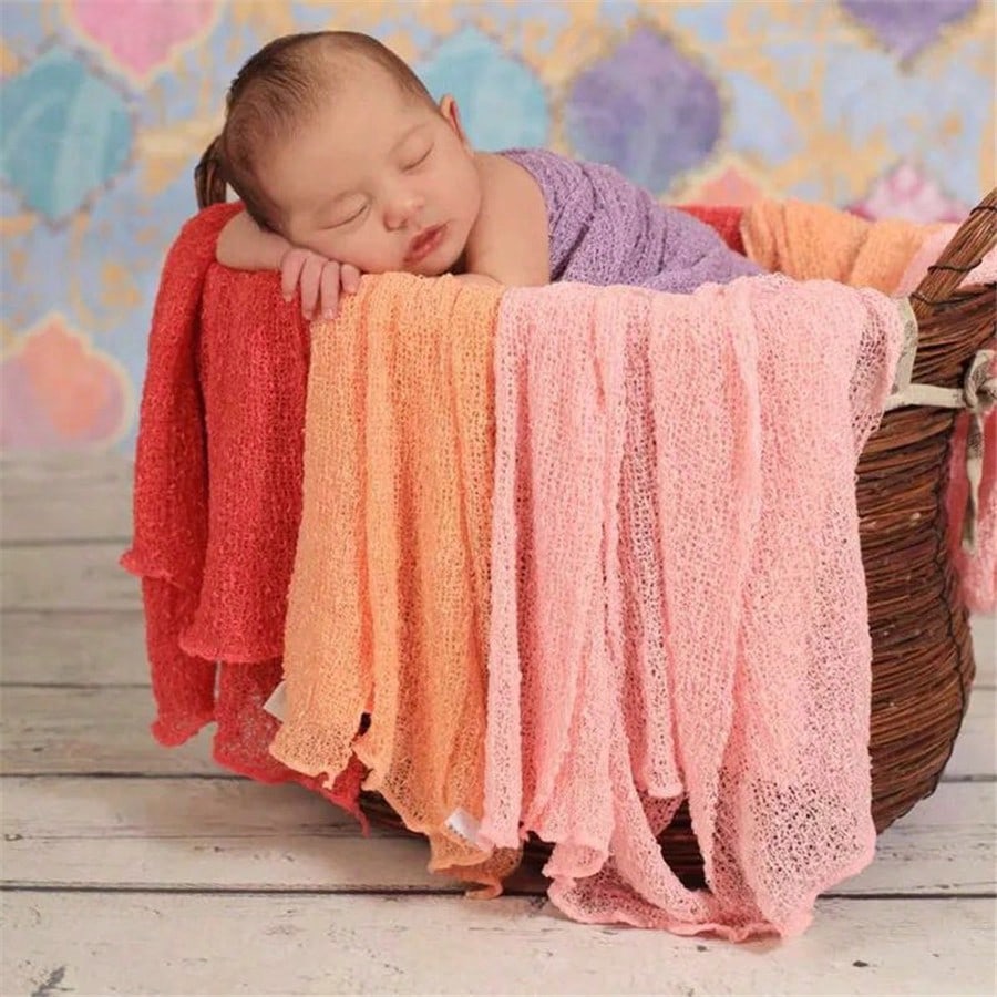 1pc Newborn Baby Photography Props Baby Stretch Wraps Newborn Wrap Long Ripple Wrap For Photography DIY Newborn Photo Blanket Baby Shower Easter Gifts Things For Girls/Boys