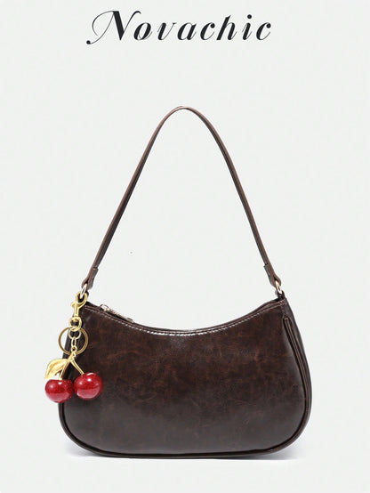 1pc Novachic Women Floral Fabric Casual Shoulder Bag, Zipper Closure, Vintage Style, Underarm Bag, Suitable For Multiple Occasions, Vintage Bag