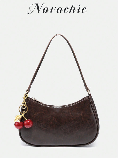 1pc Novachic Women Floral Fabric Casual Shoulder Bag, Zipper Closure, Vintage Style, Underarm Bag, Suitable For Multiple Occasions, Vintage Bag