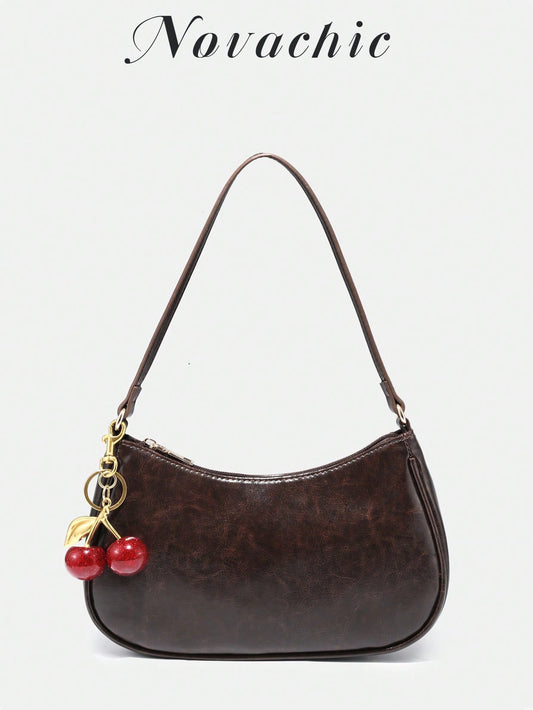 1pc Novachic Women Floral Fabric Casual Shoulder Bag, Zipper Closure, Vintage Style, Underarm Bag, Suitable For Multiple Occasions, Vintage Bag