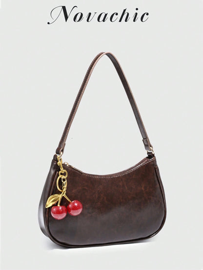1pc Novachic Women Floral Fabric Casual Shoulder Bag, Zipper Closure, Vintage Style, Underarm Bag, Suitable For Multiple Occasions, Vintage Bag