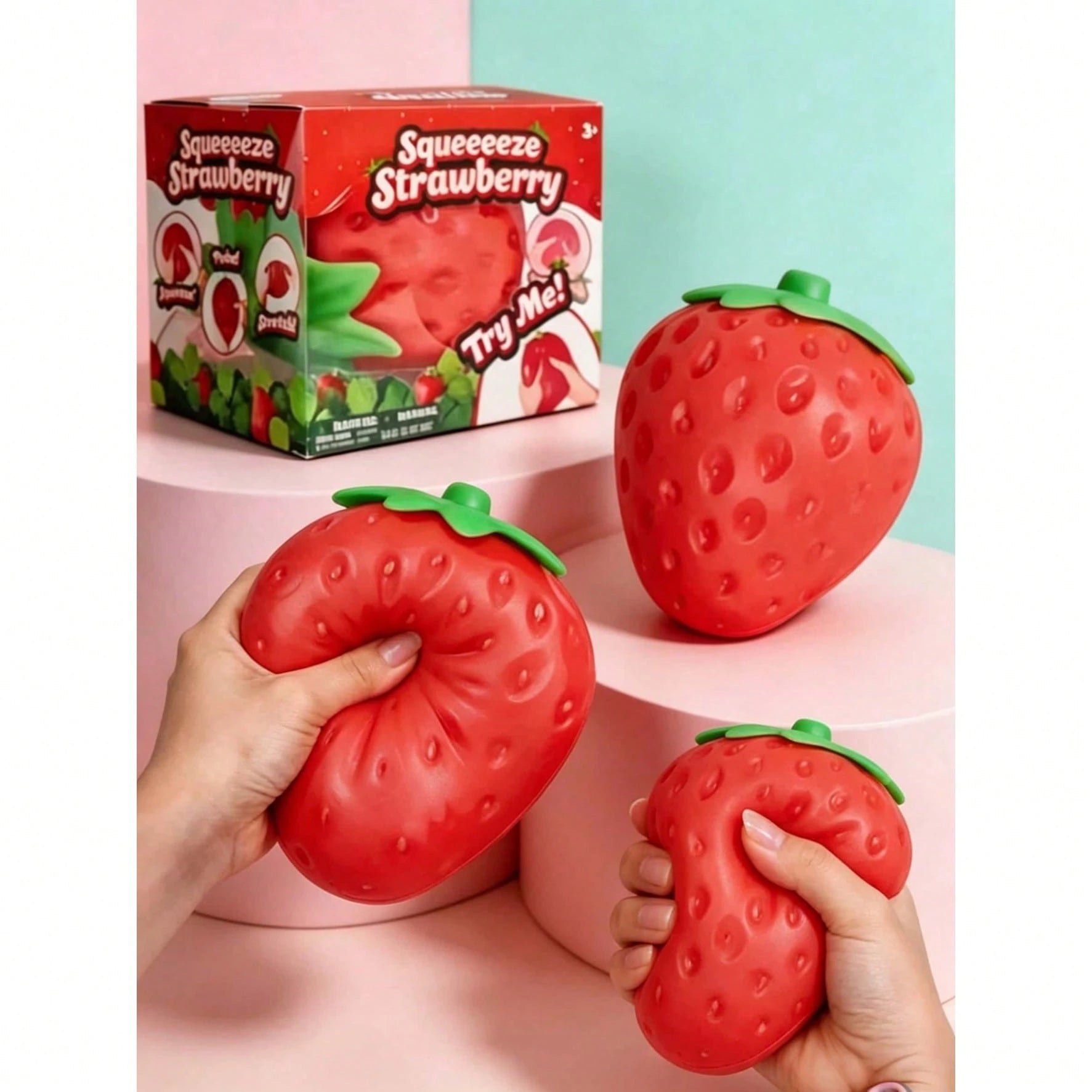 1PC Oversized Strawberry Elastic TPR Squishy Toy, Reusable Washable Stress Relief Gadget, Fan Travel Portable Relax Accessory, Fanmeet Festival Gift, Scene Shooting Decor Prop