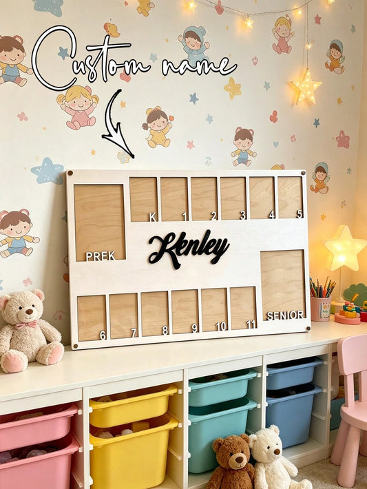 1pc Personalized Baby 1st Birthday Photo Frame- Customized 12 Months Baby Growth Milestone Board Suitable For Boys And Girls Wooden Wall/Tabletop Display Stand With Month Markers- Unique Newborn Gif