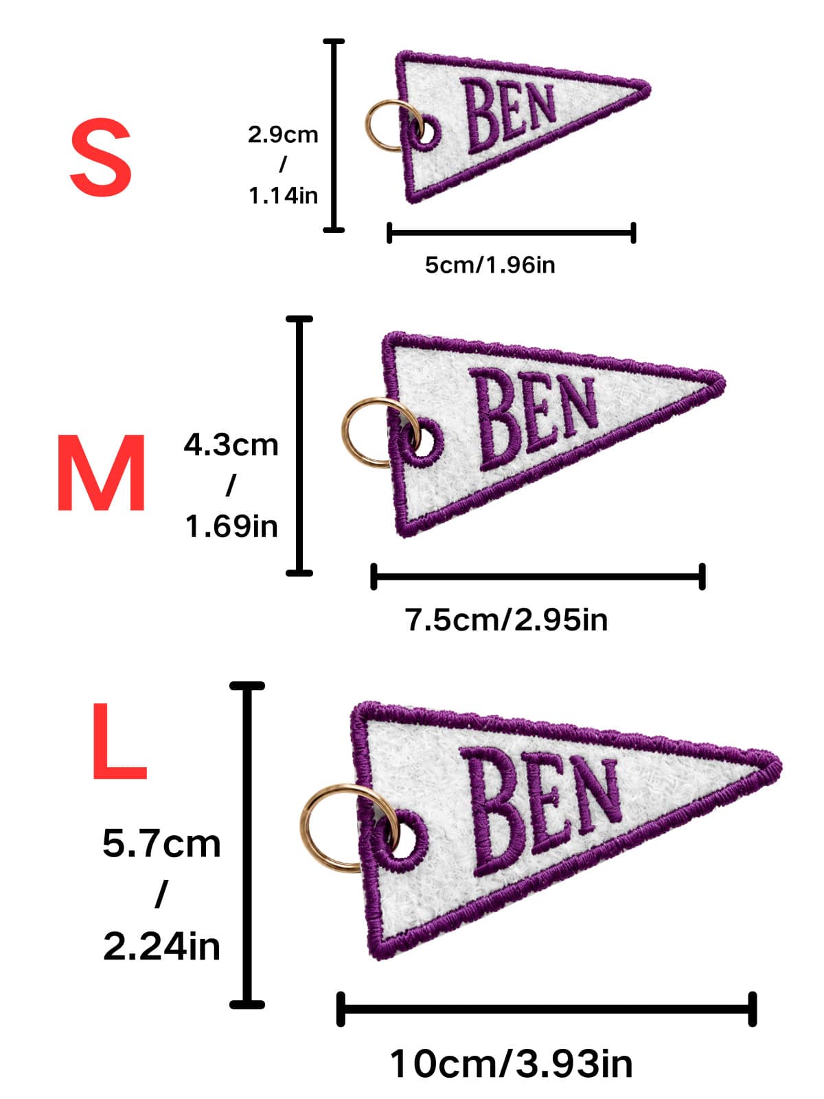 1pc Personalized Embroidered Pennant Flag Bag Charm| Custom Backpack Tag For Kids, School Gift, Cute Backpack Accessory