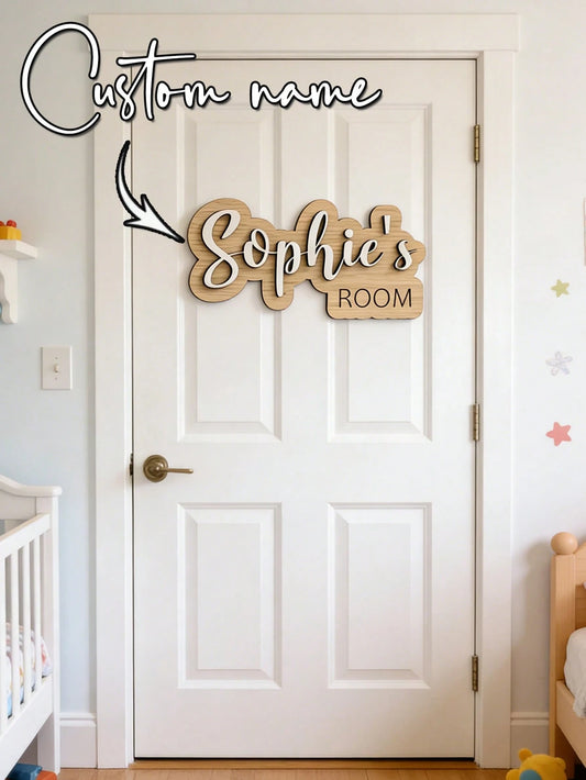 1pc Personalized Kids Room Door Sign- Custom Name Wall Decor With Rainbow, Moon And Stars, Suitable For Nursery Or Toddler Bedroom. It Can Add A Charming And Personalized Atmosphere To Your Child's S