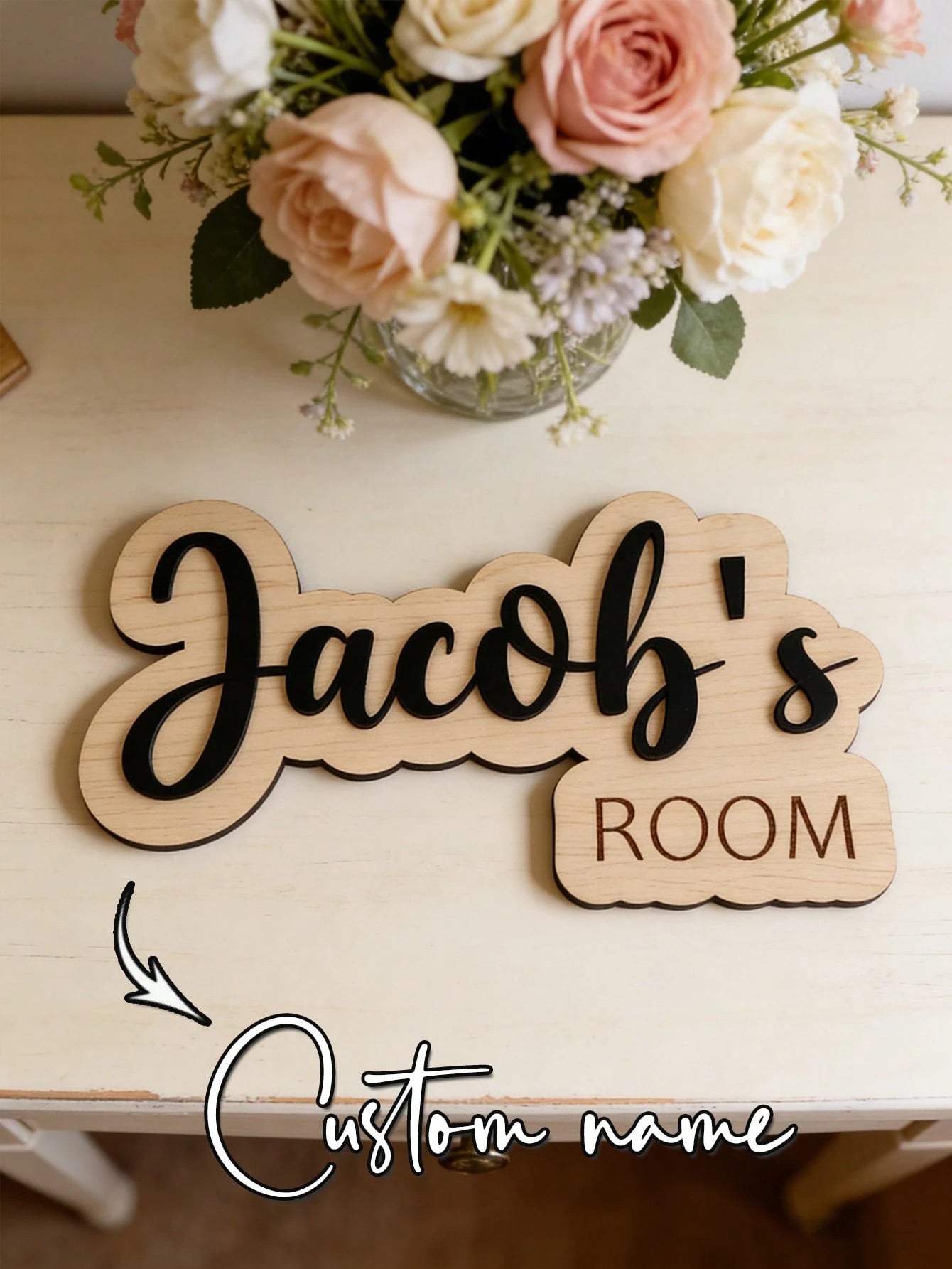 1pc Personalized Kids Room Door Sign- Custom Name Wall Decor With Rainbow, Moon And Stars, Suitable For Nursery Or Toddler Bedroom. It Can Add A Charming And Personalized Atmosphere To Your Child's S