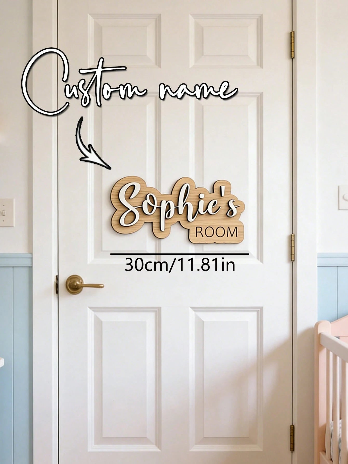 1pc Personalized Kids Room Door Sign- Custom Name Wall Decor With Rainbow, Moon And Stars, Suitable For Nursery Or Toddler Bedroom. It Can Add A Charming And Personalized Atmosphere To Your Child's S