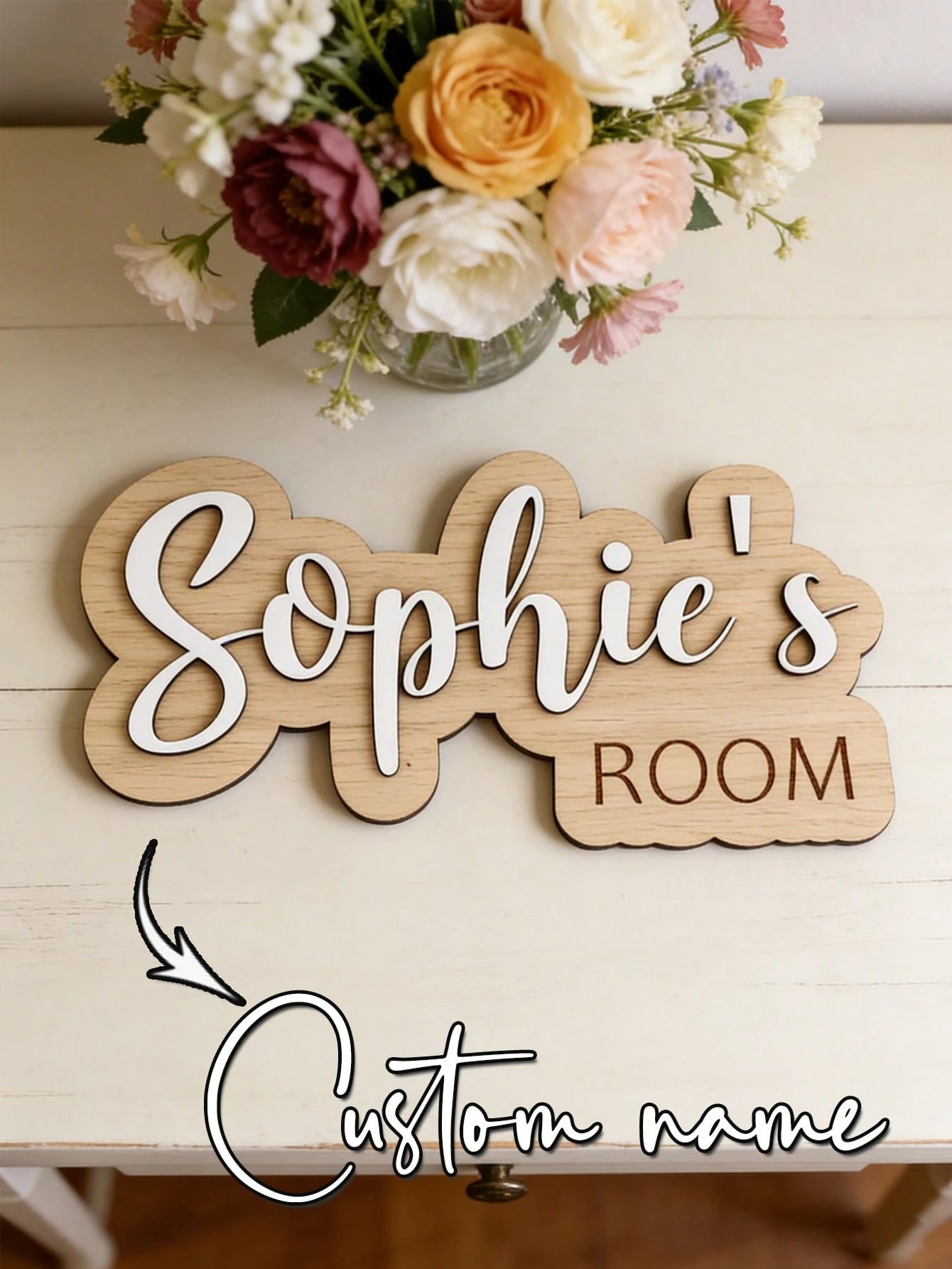 1pc Personalized Kids Room Door Sign- Custom Name Wall Decor With Rainbow, Moon And Stars, Suitable For Nursery Or Toddler Bedroom. It Can Add A Charming And Personalized Atmosphere To Your Child's S