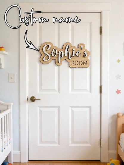 1pc Personalized Kids Room Door Sign- Custom Name Wall Decor With Rainbow, Moon And Stars, Suitable For Nursery Or Toddler Bedroom. It Can Add A Charming And Personalized Atmosphere To Your Child's S