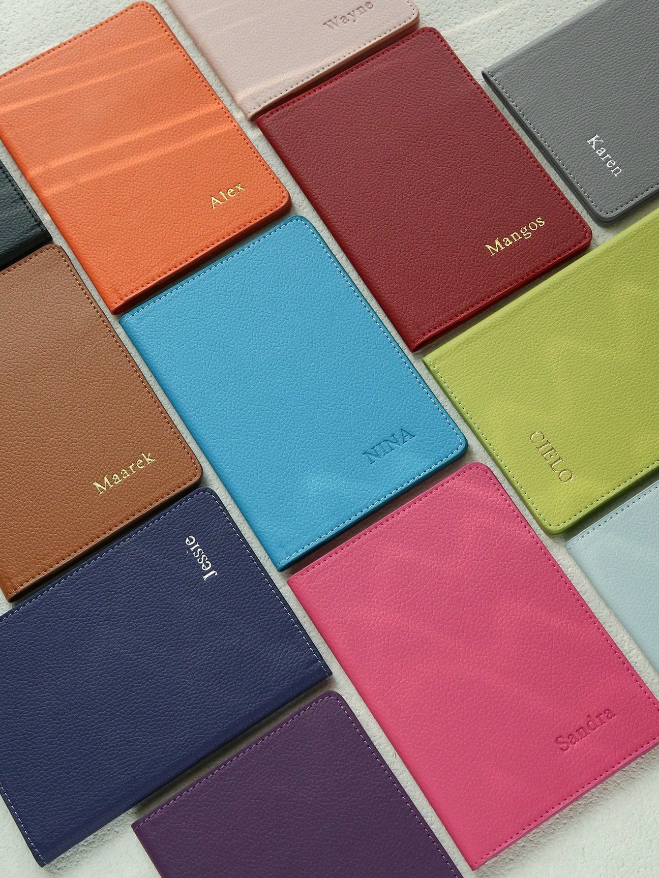 1PC Personalized Name Passport Holder Customized Monogram Texture Faux Leather Plain Passport Cover Custom Classical Passport Holder Cover Custom Gift Travel Accessories Gifts For Wedding Bridesmaids