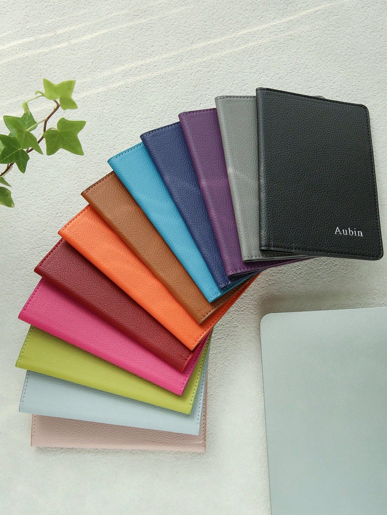 1PC Personalized Name Passport Holder Customized Monogram Texture Faux Leather Plain Passport Cover Custom Classical Passport Holder Cover Custom Gift Travel Accessories Gifts For Wedding Bridesmaids