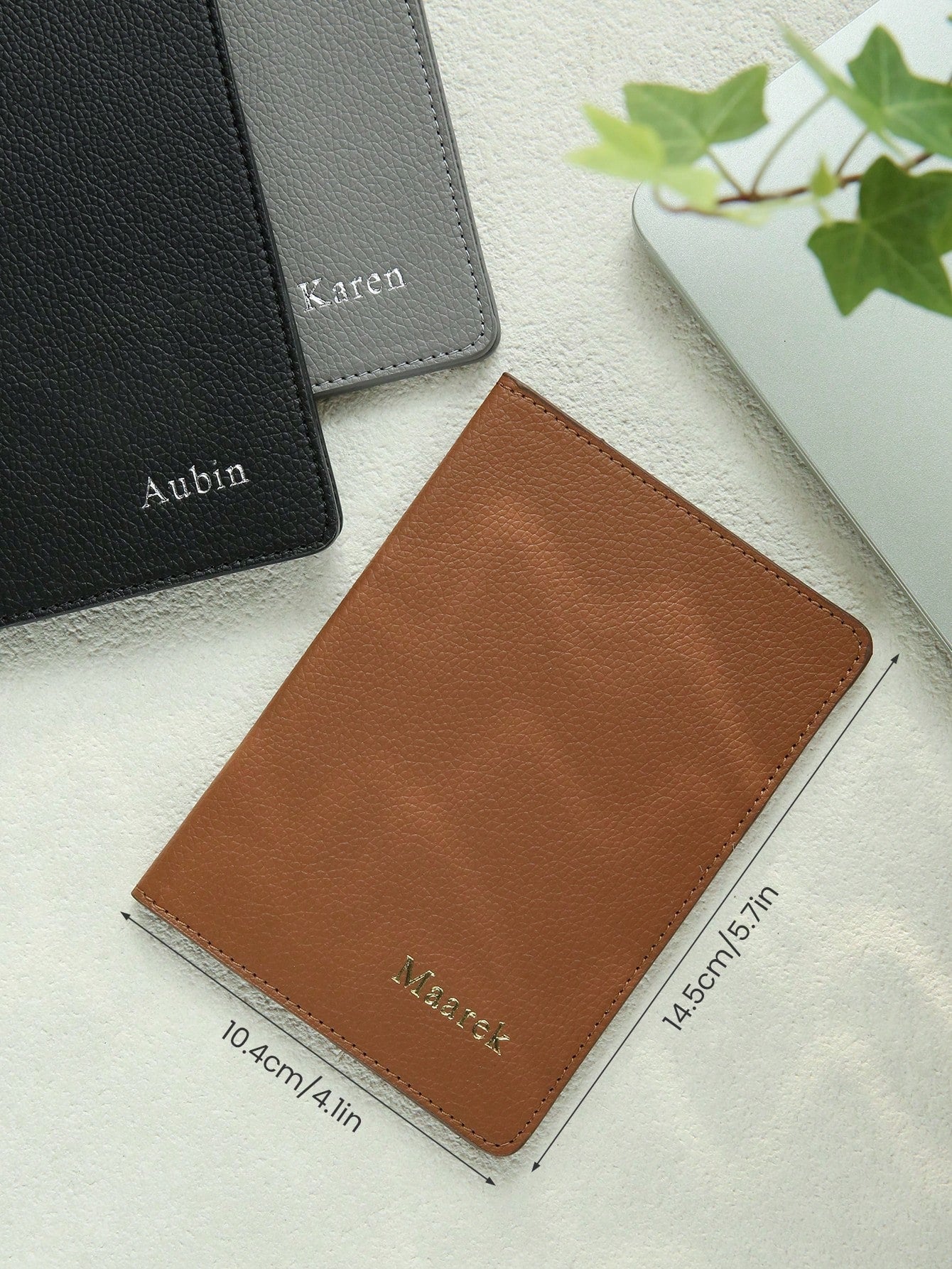 1PC Personalized Name Passport Holder Customized Monogram Texture Faux Leather Plain Passport Cover Custom Classical Passport Holder Cover Custom Gift Travel Accessories Gifts For Wedding Bridesmaids