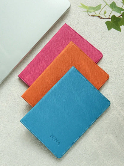 1PC Personalized Name Passport Holder Customized Monogram Texture Faux Leather Plain Passport Cover Custom Classical Passport Holder Cover Custom Gift Travel Accessories Gifts For Wedding Bridesmaids