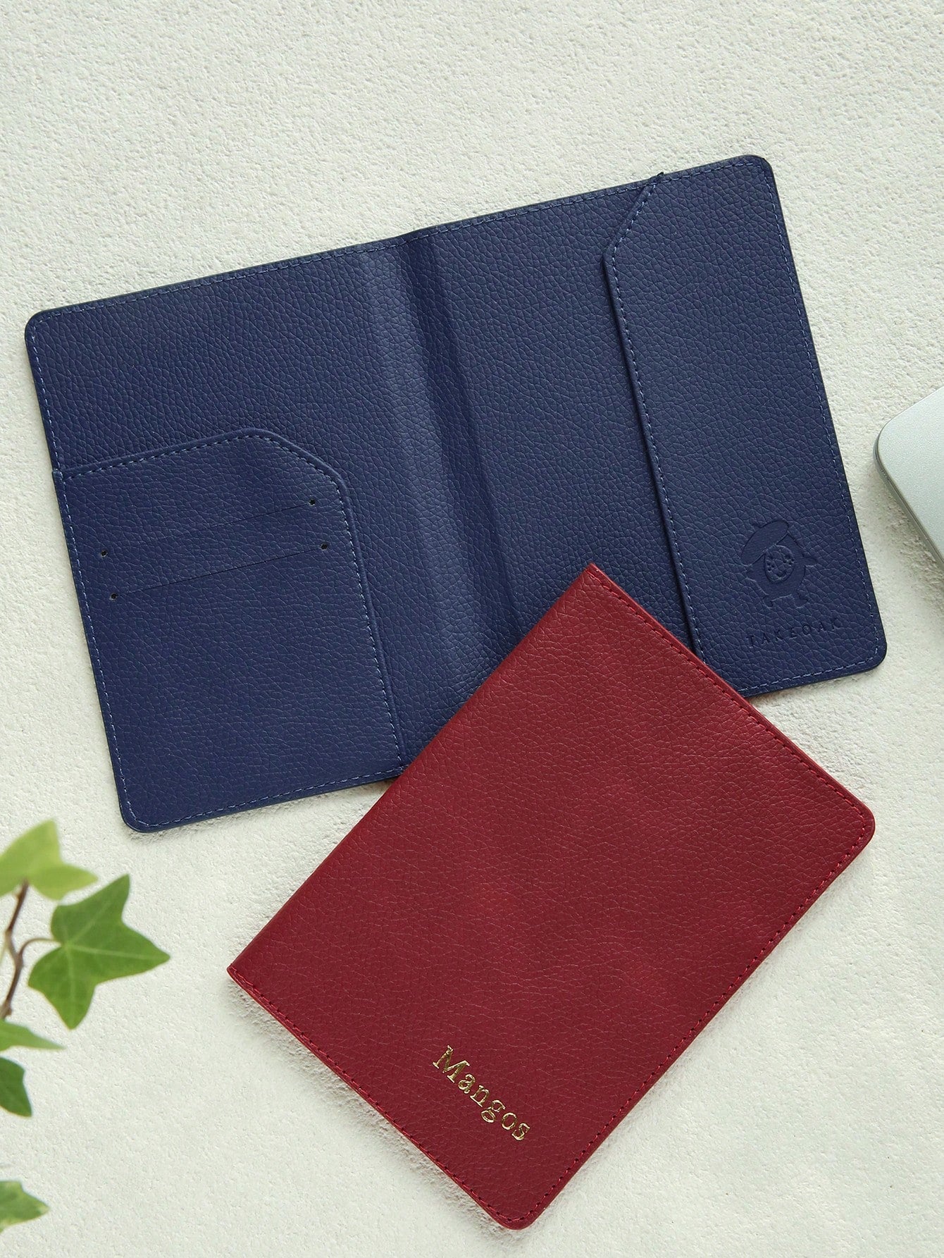 1PC Personalized Name Passport Holder Customized Monogram Texture Faux Leather Plain Passport Cover Custom Classical Passport Holder Cover Custom Gift Travel Accessories Gifts For Wedding Bridesmaids