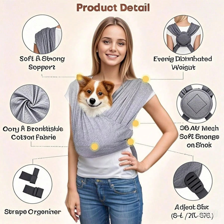 1pc Pet Carrier Backpack, Front Chest Carry Design, Portable Pet Sling Bag, Adjustable Size, Convenient For Outdoor Travel With Cats/Dogs