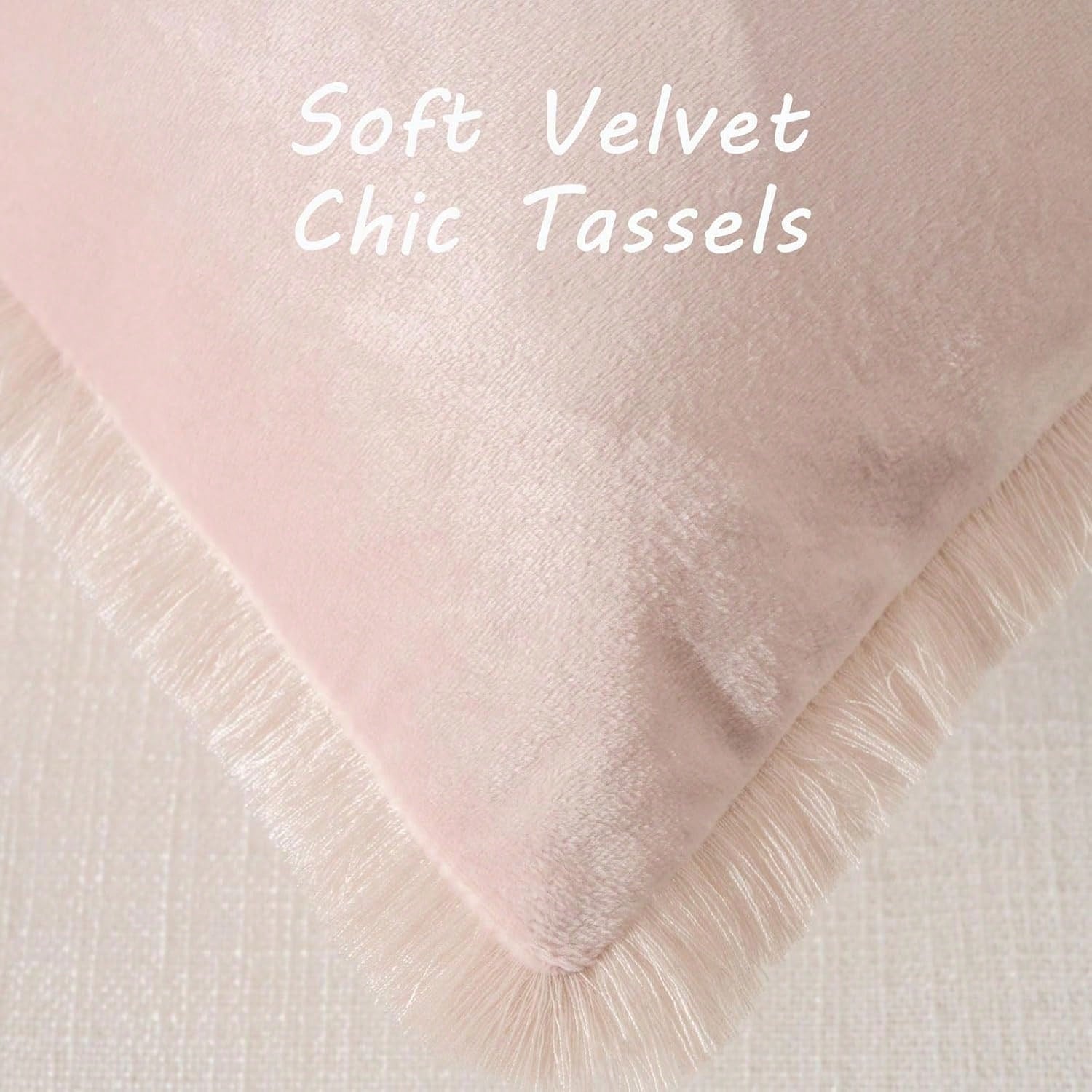 1pc Plain Cushion Cover Without Filler, With Tassel Velvet Pillowcase For Sofa, Home Decoration