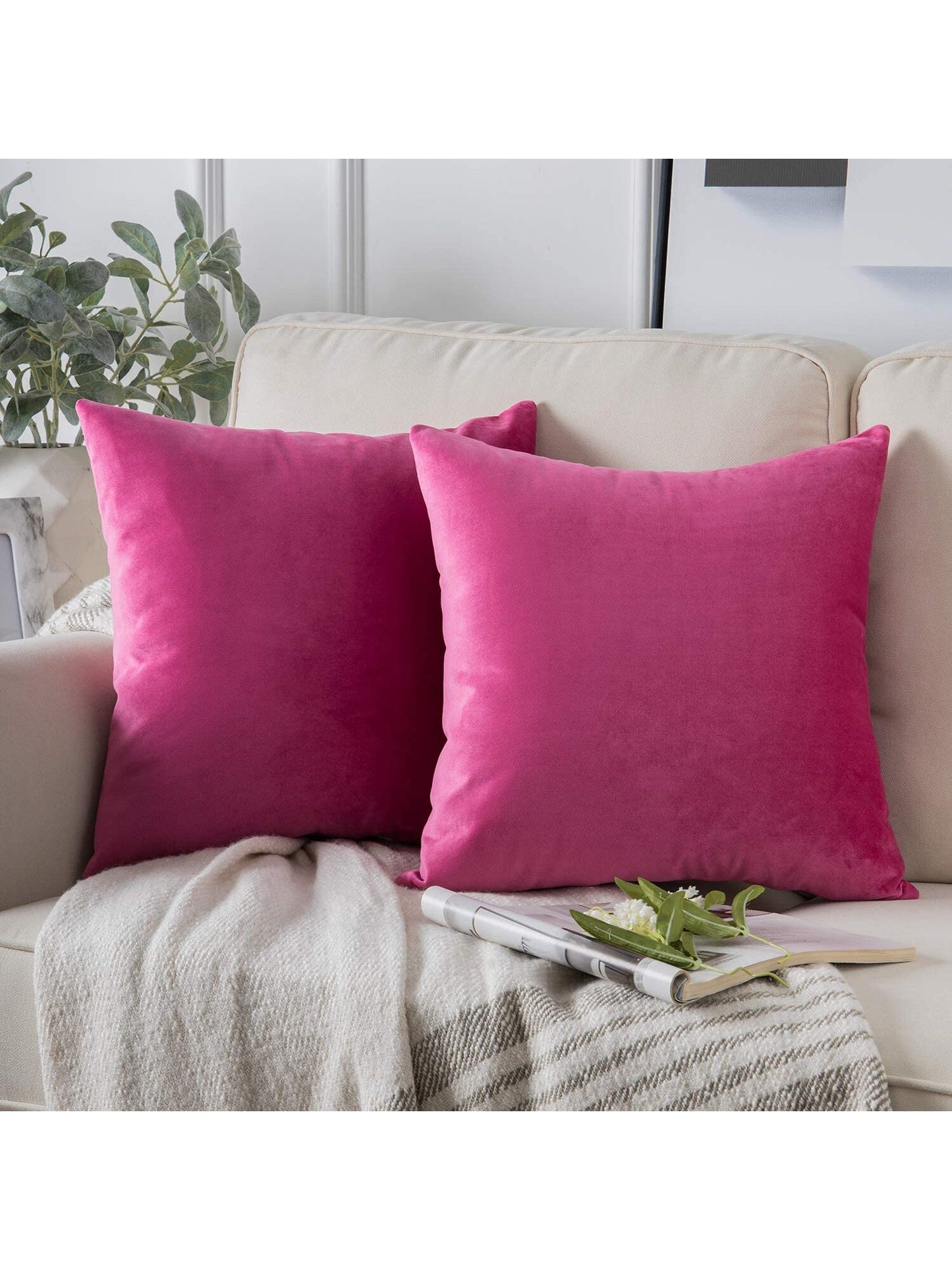 1pc Plain Cushion Cover Without Filler, With Tassel Velvet Pillowcase For Sofa, Home Decoration