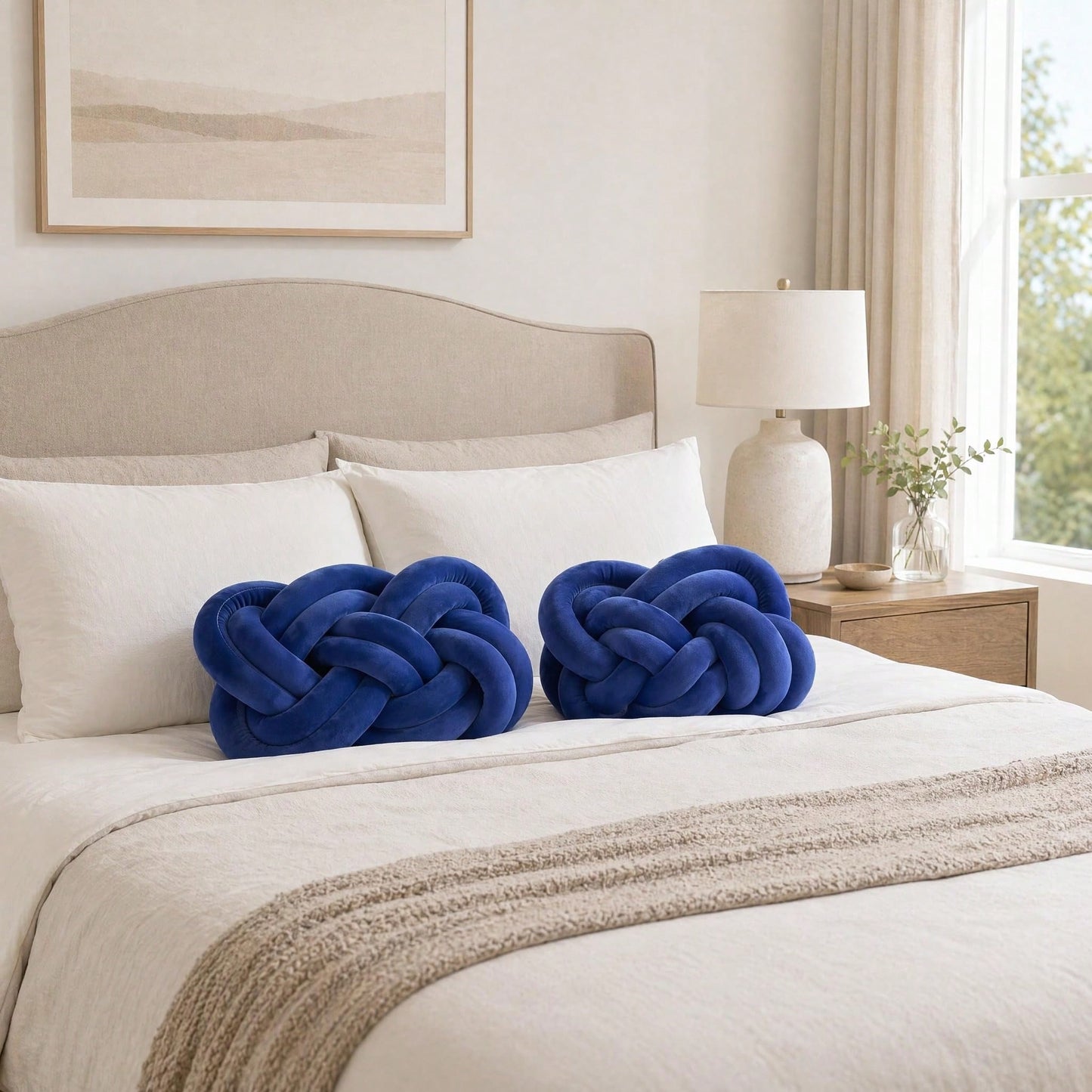 1Pc Plush Knotted Accent Pillows For Couch And Sofa,Soft Throw Pillows For Bed And Chair,Modern Decorative Room Decor For Living Room,Bedroom,Dorm And Nursery 15.7inches * 11.8inches