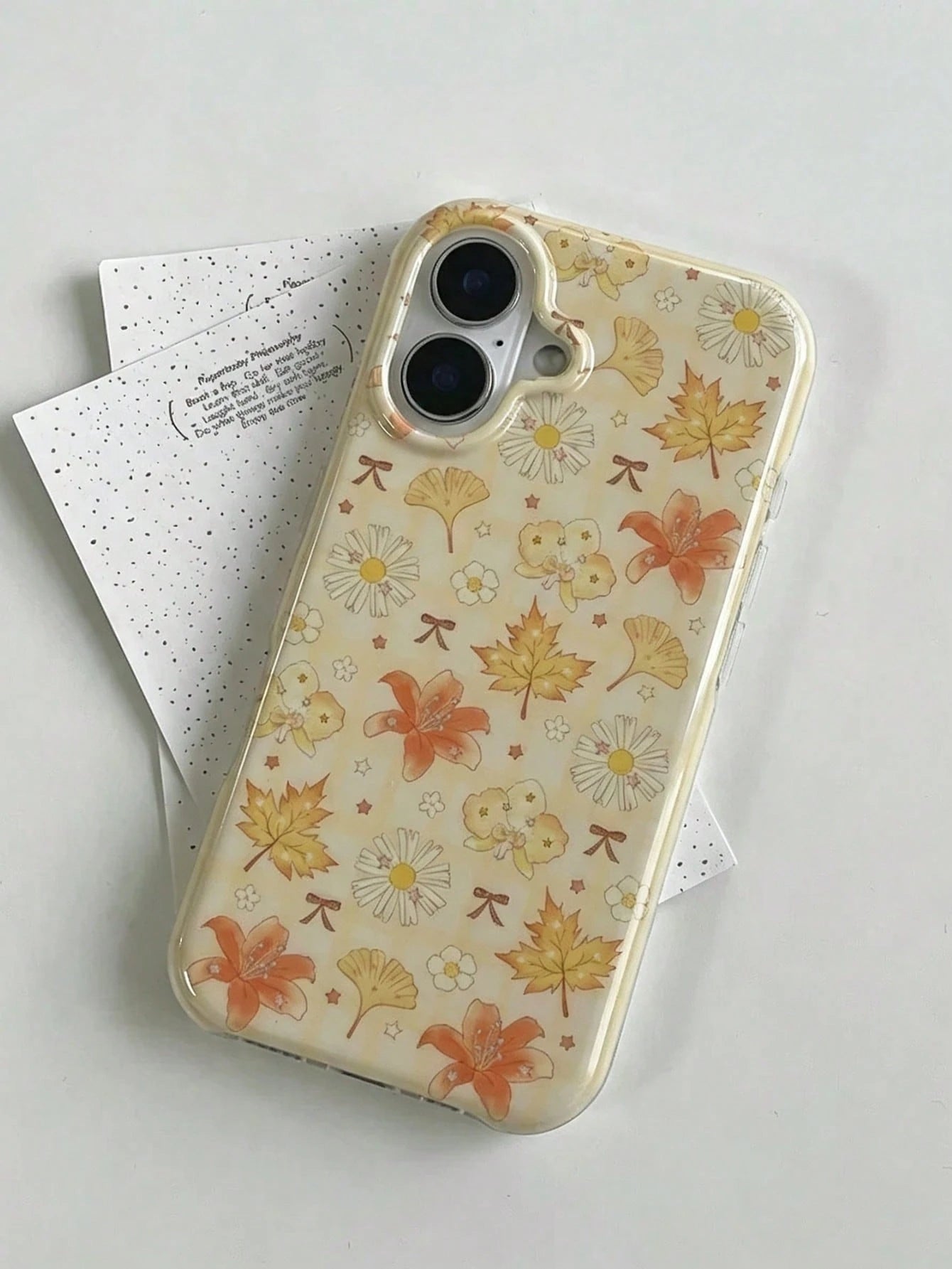 1pc Precise Lens Cutout Transparent Edge Phone Case Autumn Botanical Floral Leaf Pattern Anti-Scratch Full Wrap Protective Shell Gentle Ins Style Daily Cellphone Case Compatible With IPhone 11 12 13 1