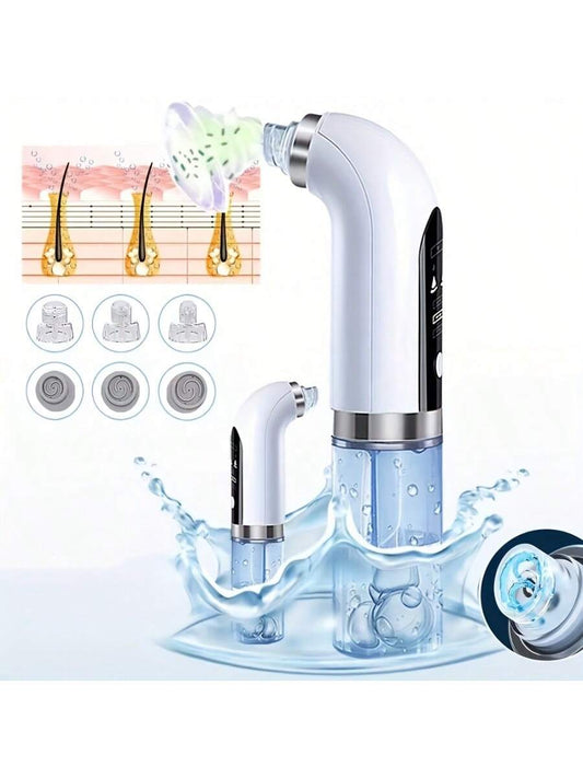 1pc Rechargeable Smart Facial Cleansing Brush, 6 Replaceable Heads, Micro-Bubble Technology, Deep Pore & Blackhead Cleansing, 300mAh Lithium-Polymer Battery, Fragrance-Free (Valentine's Day Gift)