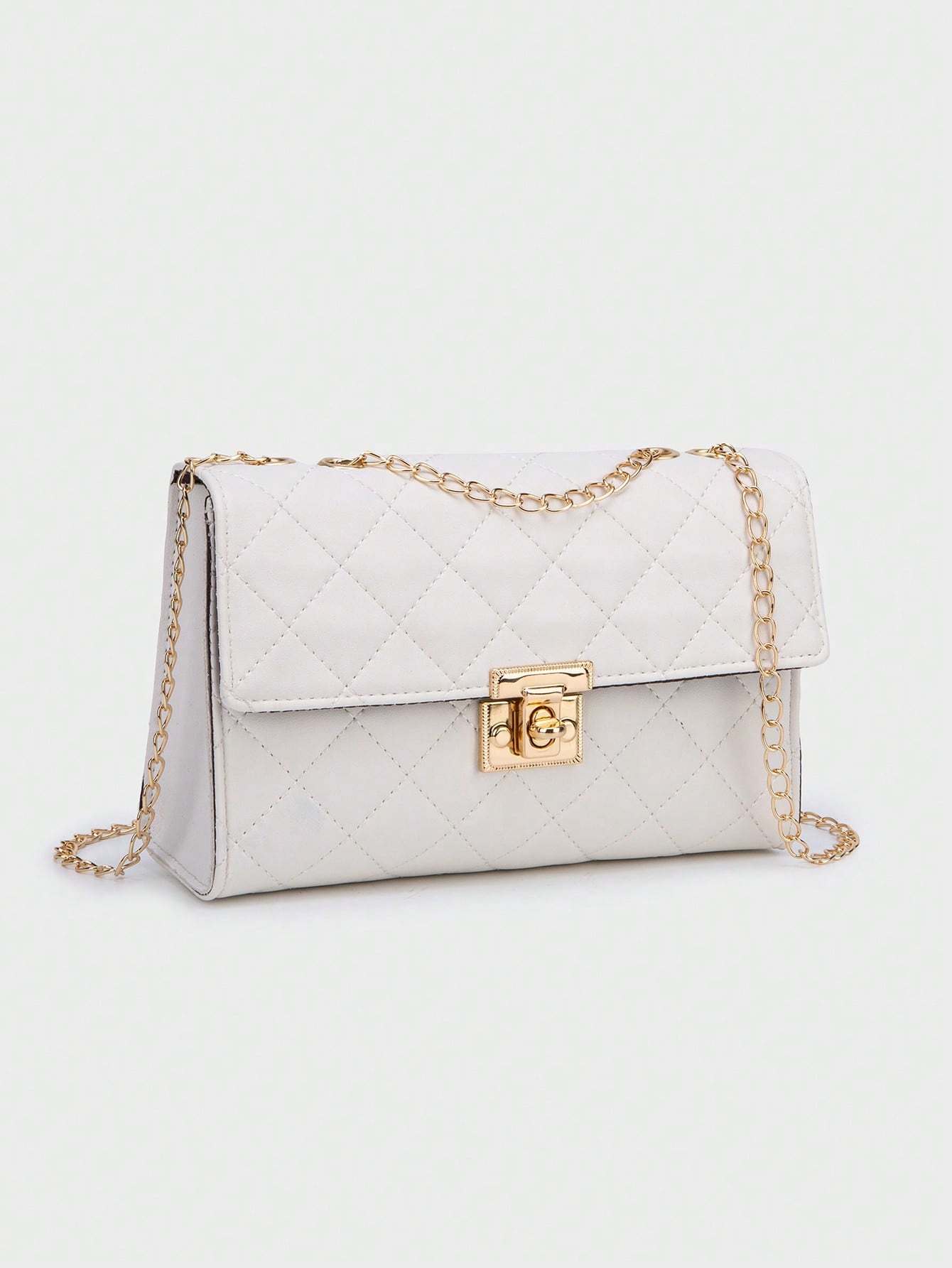 1pc Red Women's Square Bag, Fashion Rhombus Chain Strap Shoulder Bag, Lightweight Chain Crossbody Quilted Flap Bag