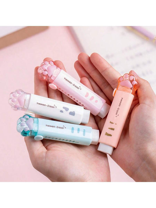 1pc Retractable Eraser With Replacement Eraser Core And Scissors