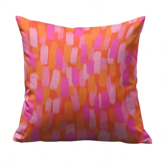 1PC Retro 70s Pink & Orange Throw Pillow Covers, 45*45cm- Soft Plush, Zip Closure, Hand Washable- Modern Abstract Farmhouse Decor For Sofa And Bedroom (Pillow Inserts Not Included), Throw Pillows Fo