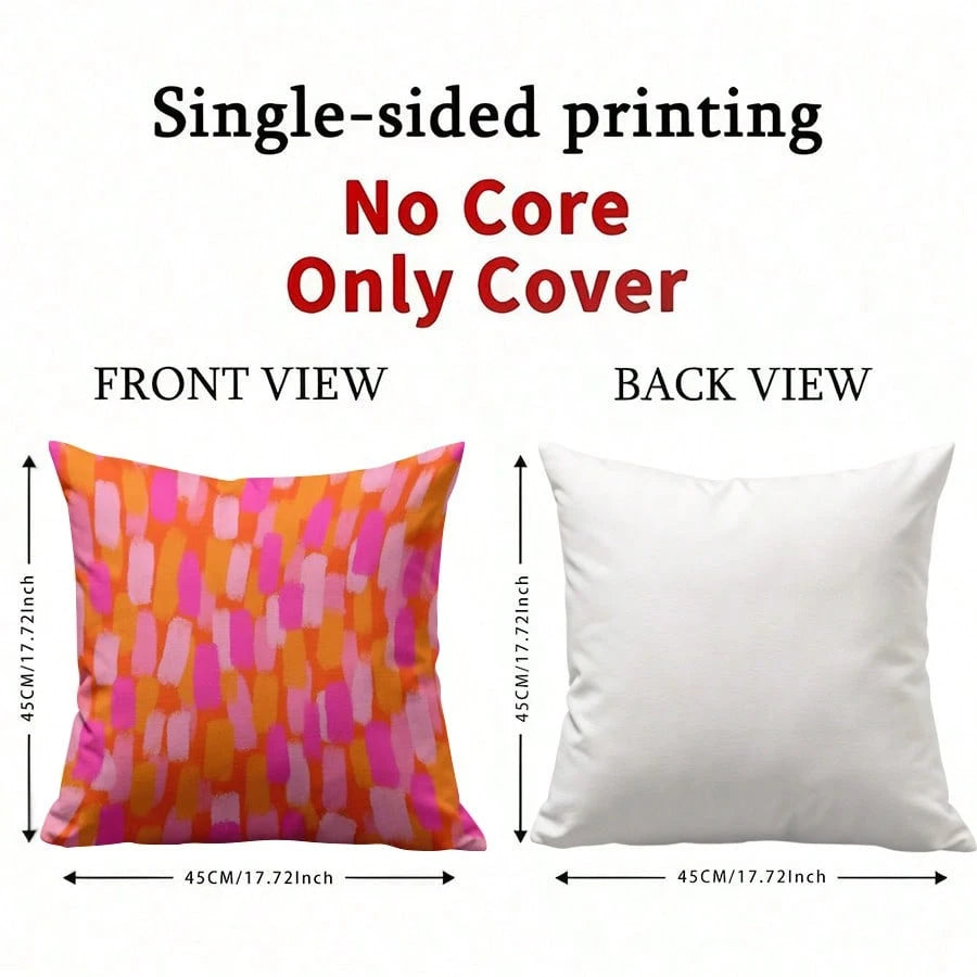 1PC Retro 70s Pink & Orange Throw Pillow Covers, 45*45cm- Soft Plush, Zip Closure, Hand Washable- Modern Abstract Farmhouse Decor For Sofa And Bedroom (Pillow Inserts Not Included), Throw Pillows Fo