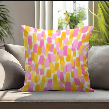 1PC Retro 70s Pink & Orange Throw Pillow Covers, 45*45cm- Soft Plush, Zip Closure, Hand Washable- Modern Abstract Farmhouse Decor For Sofa And Bedroom (Pillow Inserts Not Included), Throw Pillows Fo