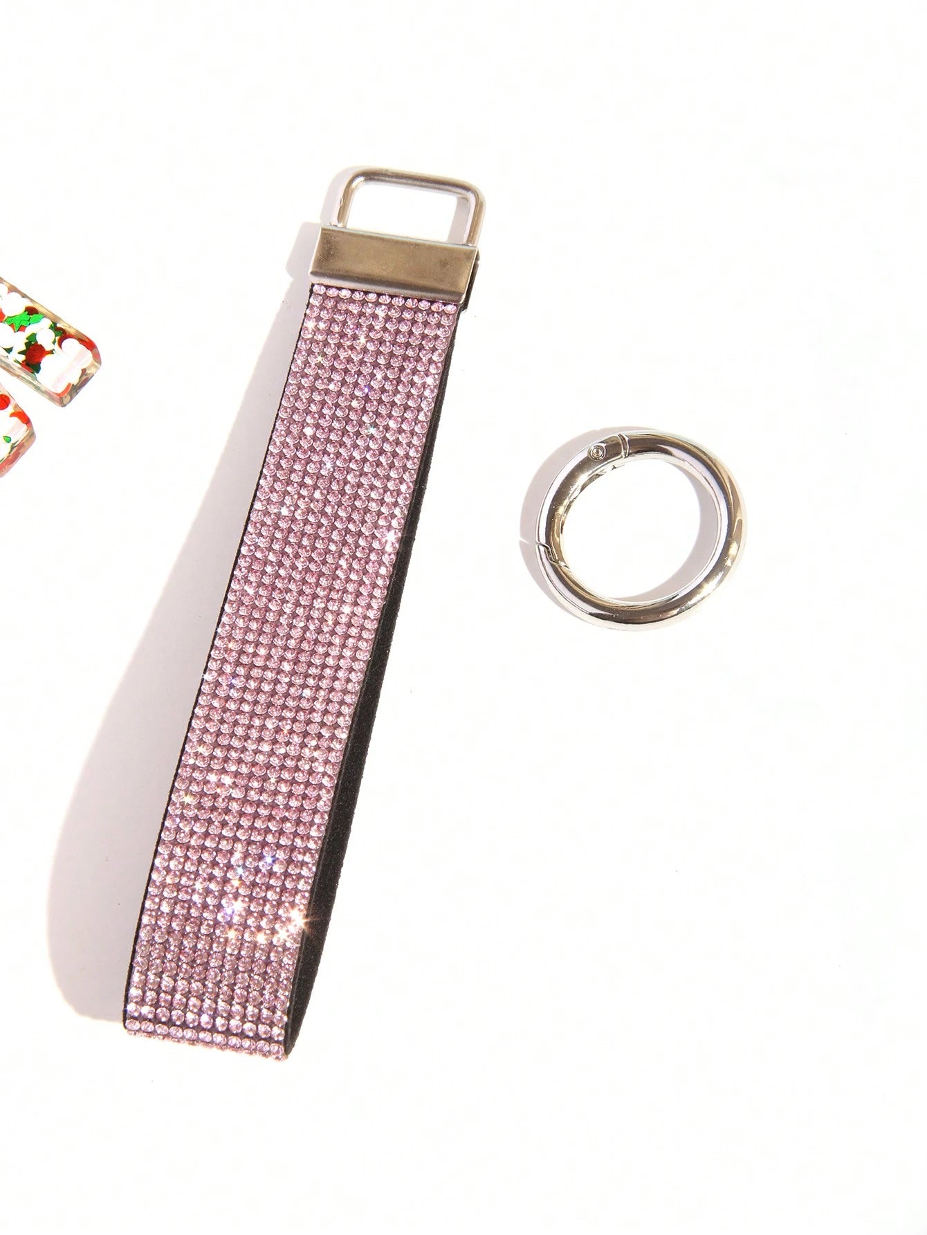 1pc Rhinestone Decor Bling Glitter Wrist Strap With Keyring Wristlet Keychain For Clutch And Key Holder Key Chain Charms Key Lanyard School Supplies Teacher Gifts Back To School Teacher Accessories
