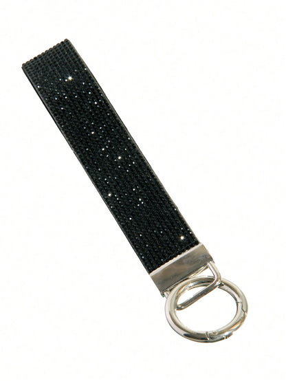 1pc Rhinestone Decor Bling Glitter Wrist Strap With Keyring Wristlet Keychain For Clutch And Key Holder Key Chain Charms Key Lanyard School Supplies Teacher Gifts Back To School Teacher Accessories