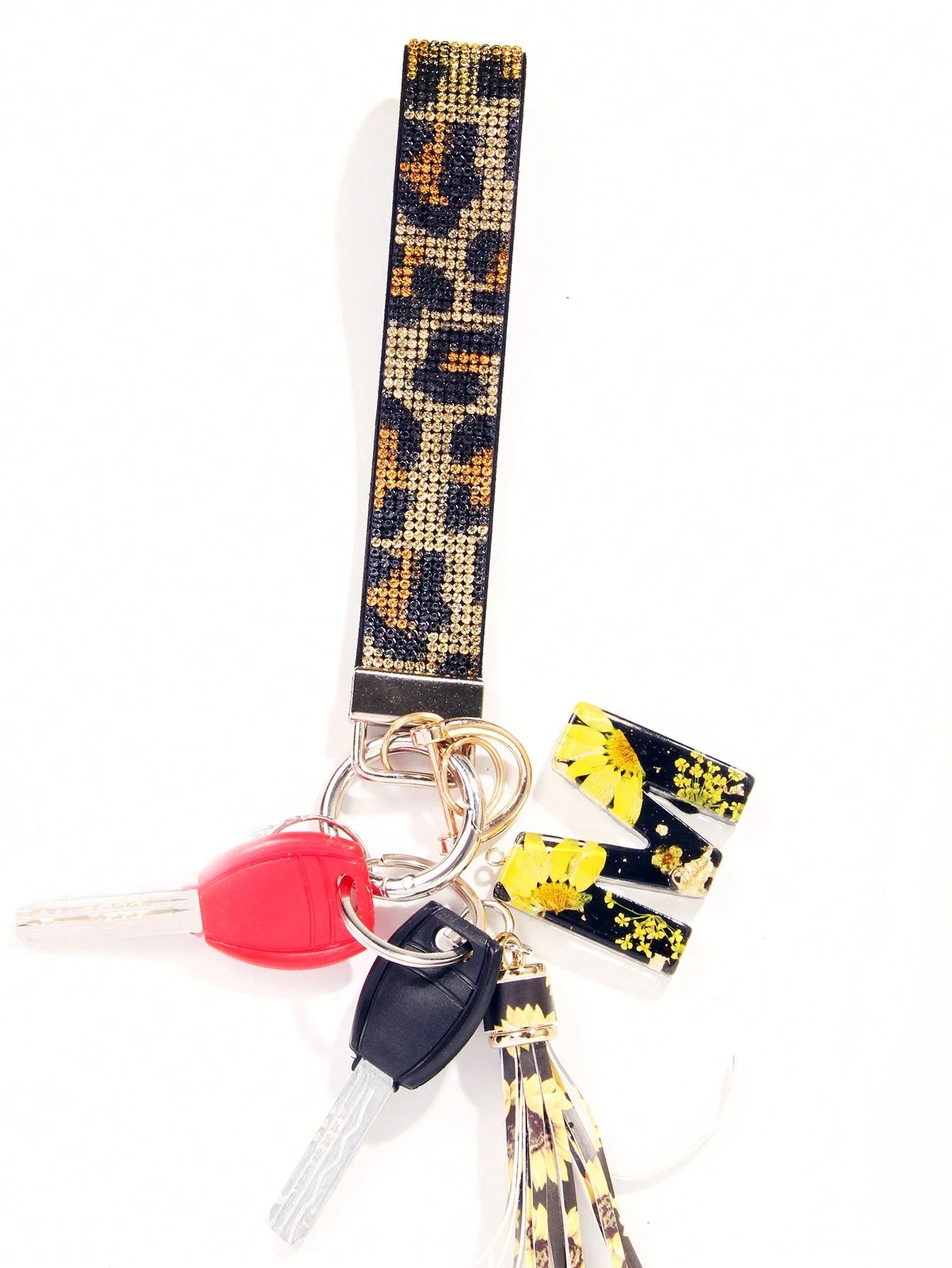 1pc Rhinestone Decor Bling Glitter Wrist Strap With Keyring Wristlet Keychain For Clutch And Key Holder Key Chain Charms Key Lanyard School Supplies Teacher Gifts Back To School Teacher Accessories