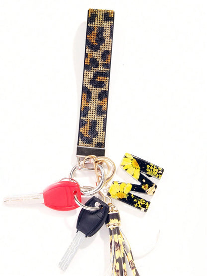 1pc Rhinestone Decor Bling Glitter Wrist Strap With Keyring Wristlet Keychain For Clutch And Key Holder Key Chain Charms Key Lanyard School Supplies Teacher Gifts Back To School Teacher Accessories