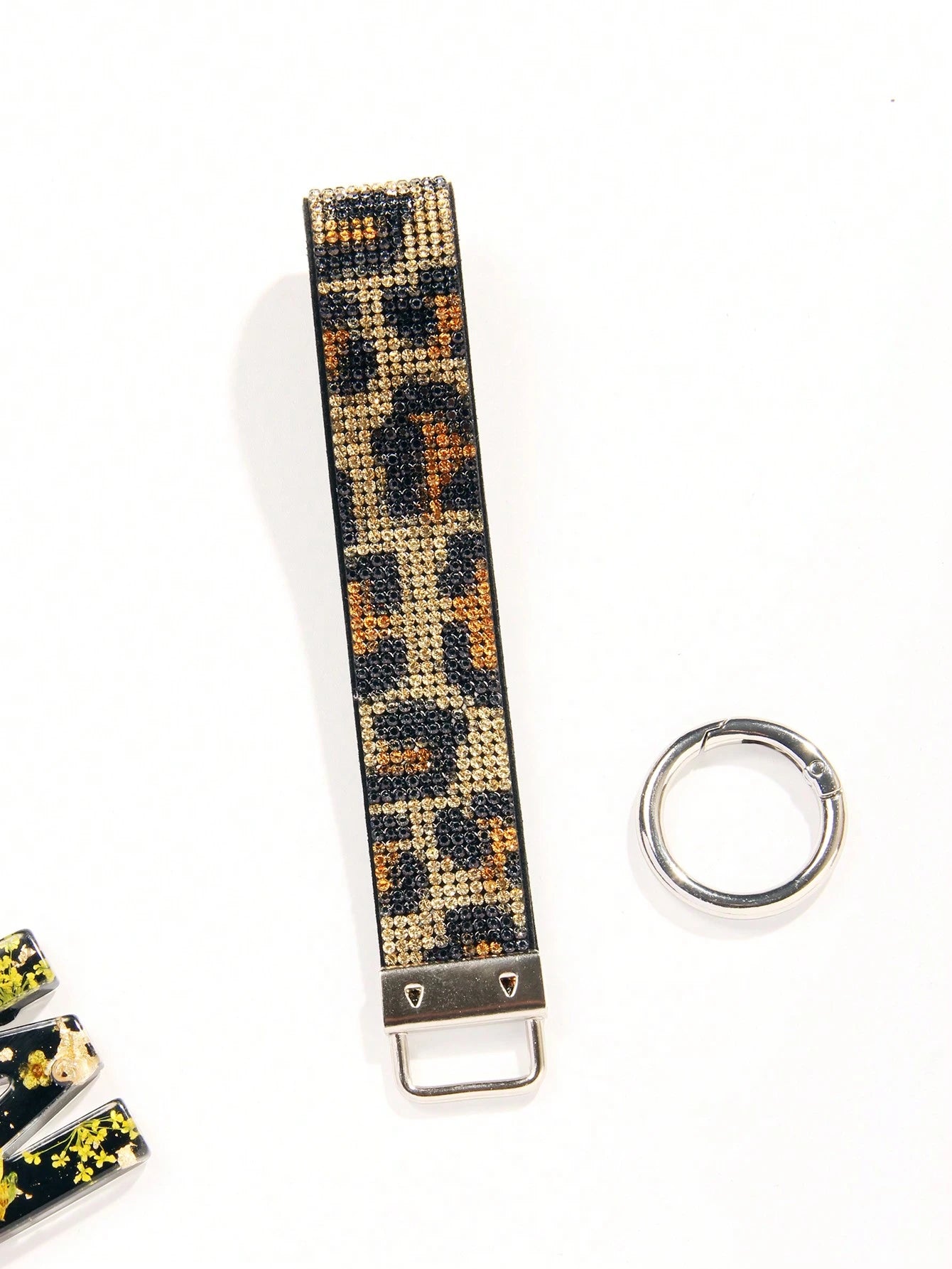 1pc Rhinestone Decor Bling Glitter Wrist Strap With Keyring Wristlet Keychain For Clutch And Key Holder Key Chain Charms Key Lanyard School Supplies Teacher Gifts Back To School Teacher Accessories