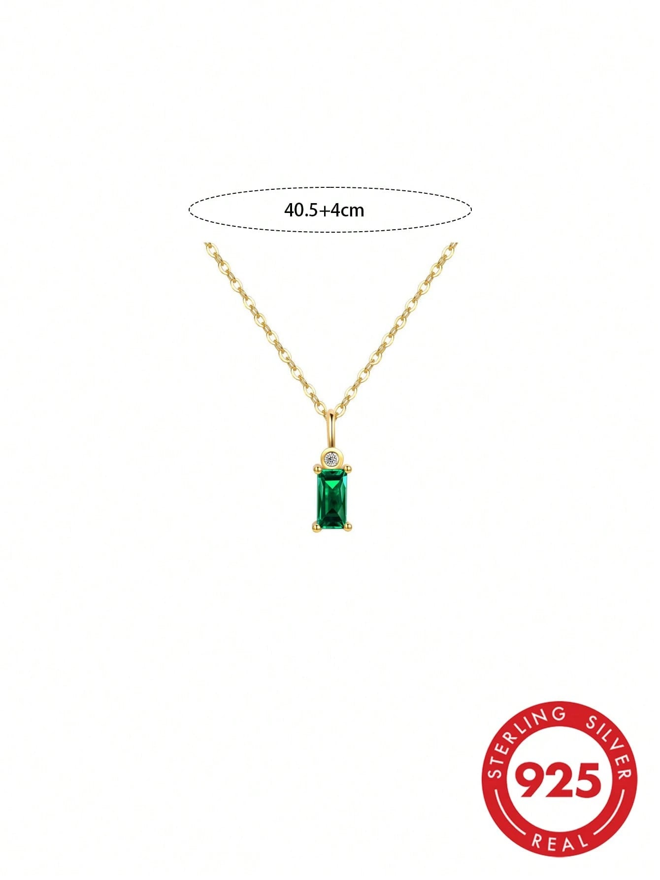 1pc S925 Sterling Silver Emerald Green Zirconia Rectangular Pendant Necklace, Minimalist Luxury Niche Exquisite Design, Elegant Elegant High-End Sophisticated Collarbone Chain, Women's Daily Vacation