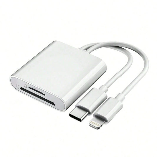 1pc SD Card Reader With Dual Slots, Compatible With IPhone, Camera, Supports SD And TF Cards, Can Be Used As Outdoor Camera Viewer, SD Card Adapter And Portable Micro SD Card Reader