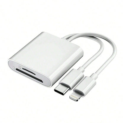 1pc SD Card Reader With Dual Slots, Compatible With IPhone, Camera, Supports SD And TF Cards, Can Be Used As Outdoor Camera Viewer, SD Card Adapter And Portable Micro SD Card Reader
