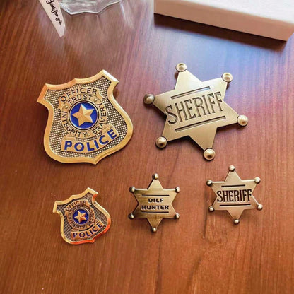 1pc/Sheriff Badge, Girls And Adults Metal Sheriff Badge, Western Police Vest Badge, Deputy Sheriff Badge, Cowboy Party Decoration Badge, Metal