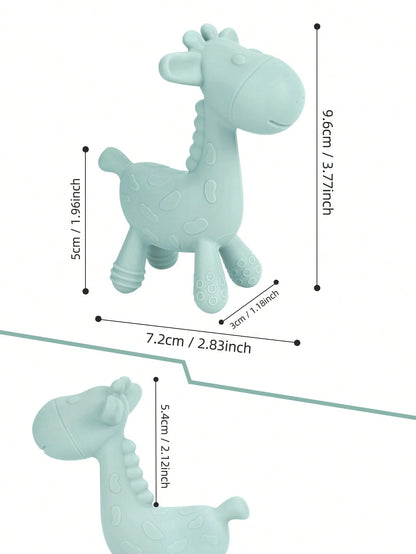 1pc Silicone Teether Toy, Cartoon Giraffe Design, Easy Grip For Newborns, Infant Dental Care, Silicone Chewing Accessory, Baby Touch Toy, Teething Gift