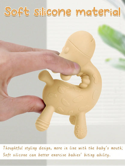 1pc Silicone Teether Toy, Cartoon Giraffe Design, Easy Grip For Newborns, Infant Dental Care, Silicone Chewing Accessory, Baby Touch Toy, Teething Gift