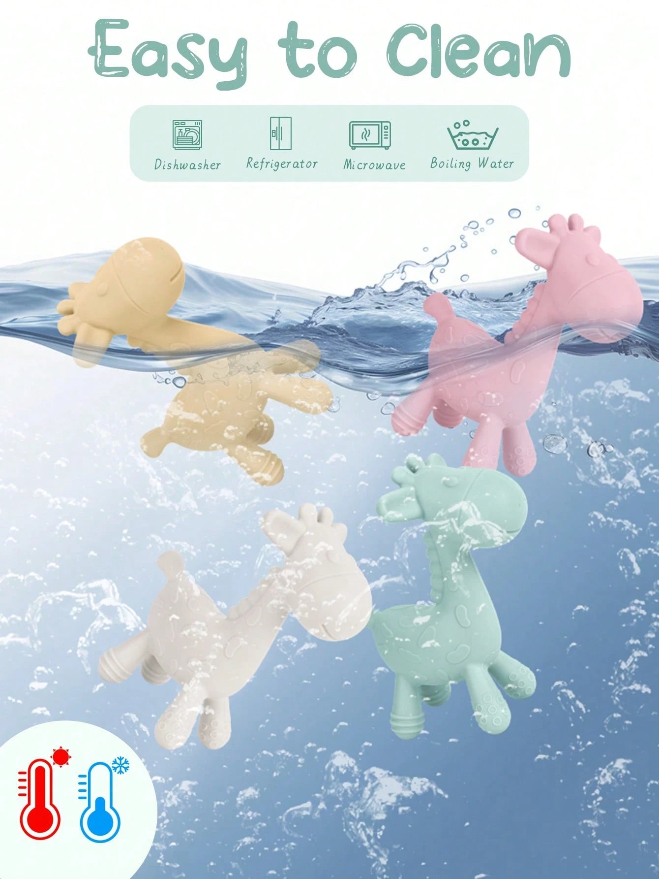 1pc Silicone Teether Toy, Cartoon Giraffe Design, Easy Grip For Newborns, Infant Dental Care, Silicone Chewing Accessory, Baby Touch Toy, Teething Gift