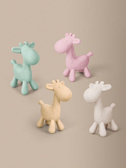 1pc Silicone Teether Toy, Cartoon Giraffe Design, Easy Grip For Newborns, Infant Dental Care, Silicone Chewing Accessory, Baby Touch Toy, Teething Gift