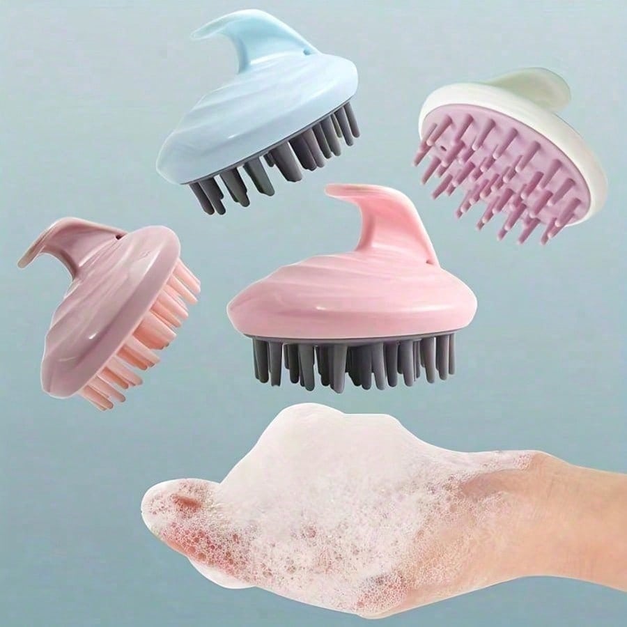 1pc Soft Silicone Hair Scalp Massager, Wet & Dry Shampoo Brush For Deep Cleaning & Exfoliating, Handheld Head Scrubber Shower Essential For Men & Women