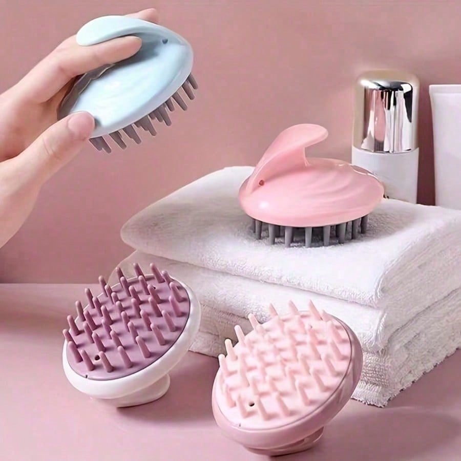1pc Soft Silicone Hair Scalp Massager, Wet & Dry Shampoo Brush For Deep Cleaning & Exfoliating, Handheld Head Scrubber Shower Essential For Men & Women