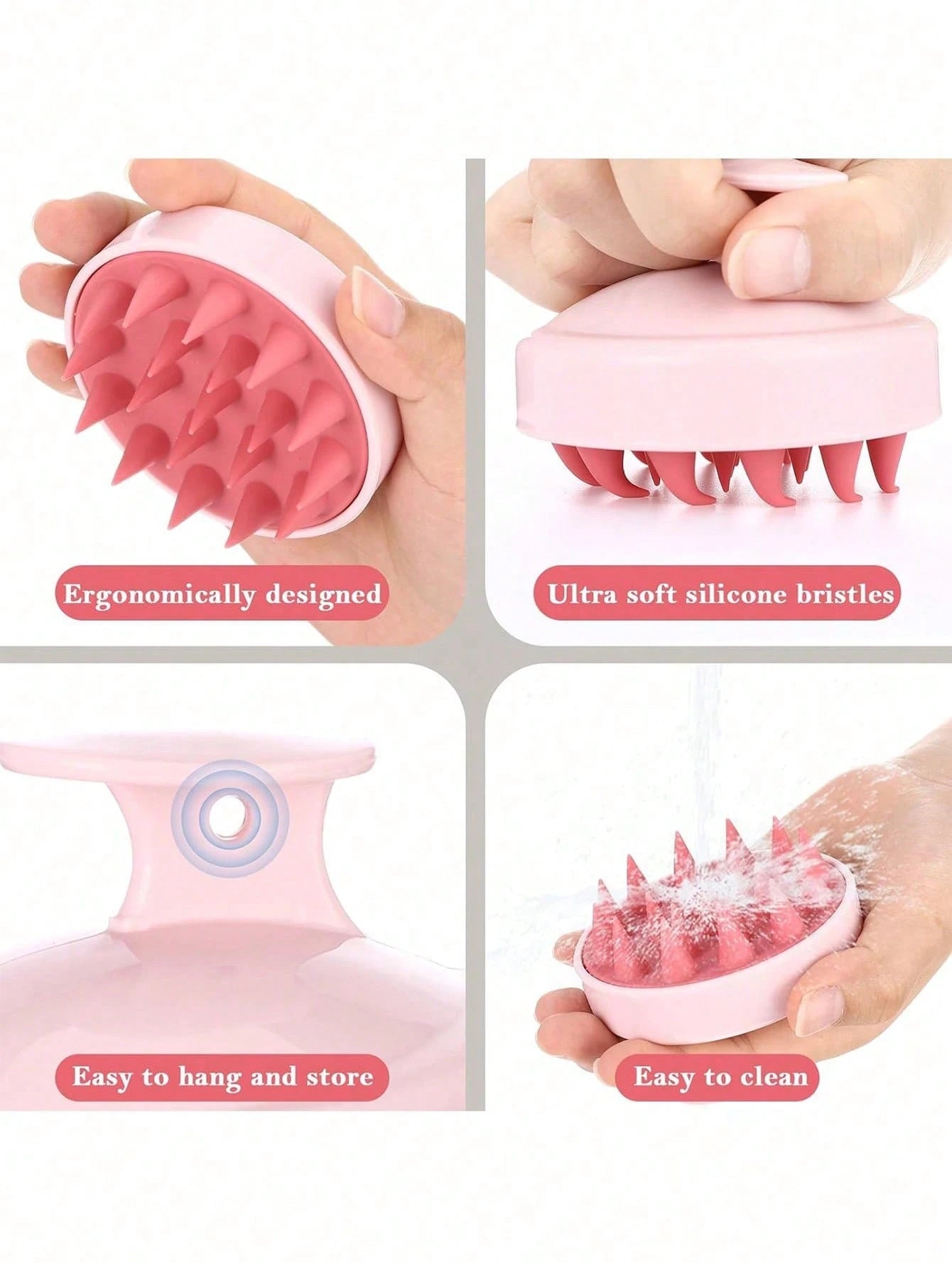 1pc Soft Silicone Scalp Massage Shampoo Brush, For Dry/Wet Hair (Curly/Straight) And All Hair Types Bath Head Massage Comb. Can Be Used For Blow Drying, Styling, Shampooing, Hair Care Massage. Portabl