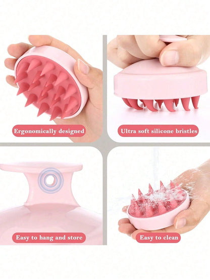 1pc Soft Silicone Scalp Massage Shampoo Brush, For Dry/Wet Hair (Curly/Straight) And All Hair Types Bath Head Massage Comb. Can Be Used For Blow Drying, Styling, Shampooing, Hair Care Massage. Portabl
