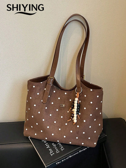 1pc Solid Color PU Leather New Women's Backpack, Suede Material, Shoulder Bag, Fashionable Large Capacity Tote Bag, Suitable For Commuting, Shopping, Dating