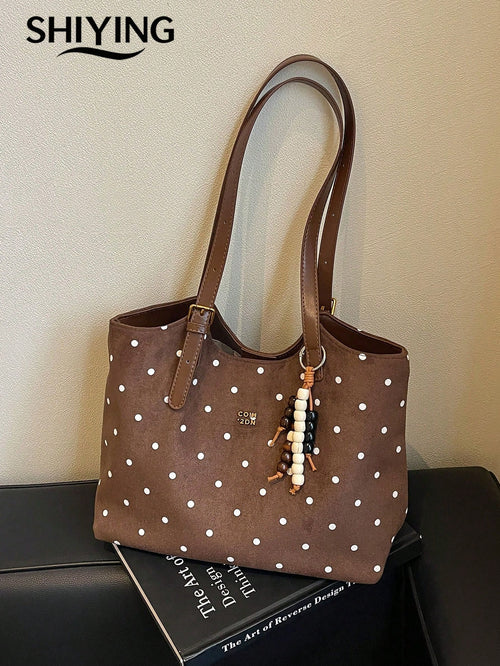 1pc Solid Color PU Leather New Women's Backpack, Suede Material, Shoulder Bag, Fashionable Large Capacity Tote Bag, Suitable For Commuting, Shopping, Dating