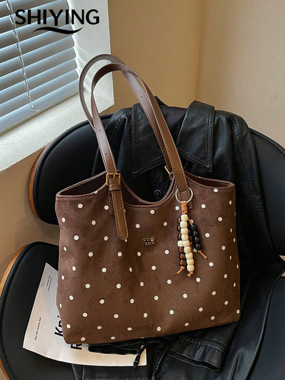 1pc Solid Color PU Leather New Women's Backpack, Suede Material, Shoulder Bag, Fashionable Large Capacity Tote Bag, Suitable For Commuting, Shopping, Dating