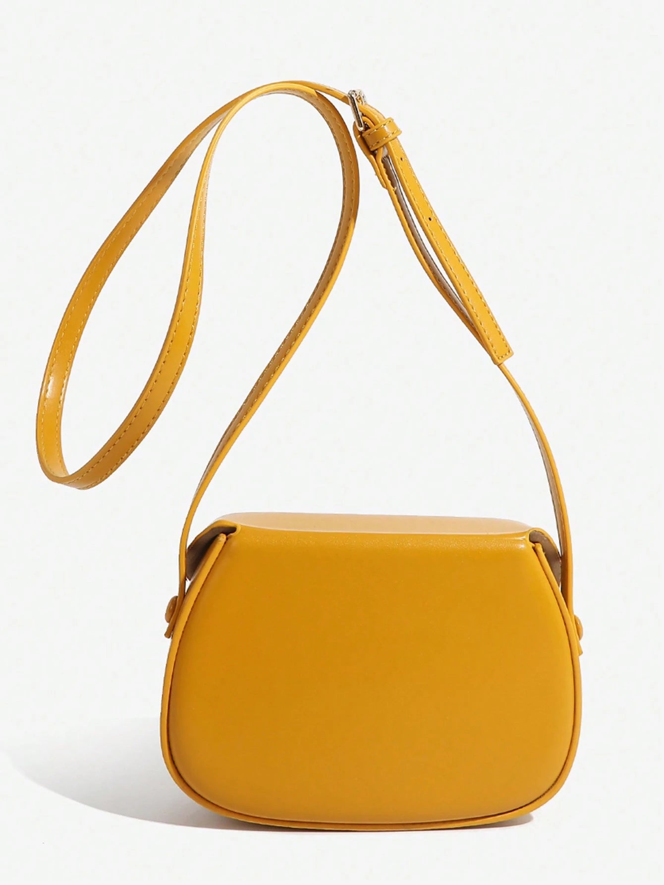1pc Solid Color PU Square Saddle Bag, Suitable For Women's Daily Use, Fashionable Butter Yellow Bag For Women, Yellow